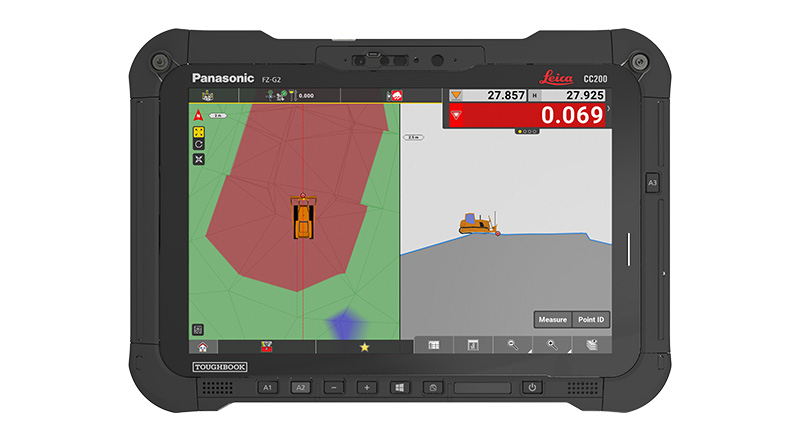 Leica iCON CC200 field controller with iCON site software with the entry level machine guidance for dozers.